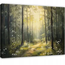 Obraz Las 3D Drzewa Słońce Do Sypialni Salonu Kuchni Na Płótnie 60X40