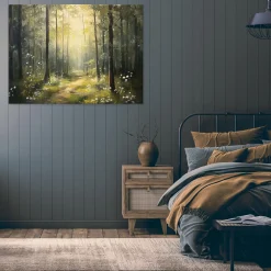 Obraz Las 3D Drzewa Słońce Do Sypialni Salonu Kuchni Na Płótnie 60X40