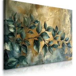 Obraz Liście Gałązki Elementy Złota Styl Glamour 30x20cm