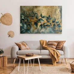 Obraz Liście Gałązki Elementy Złota Styl Glamour 30x20cm