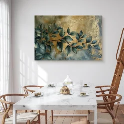 Obraz Liście Gałązki Elementy Złota Styl Glamour 30x20cm