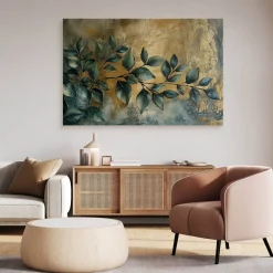 Obraz Liście Gałązki Elementy Złota Styl Glamour 30x20cm