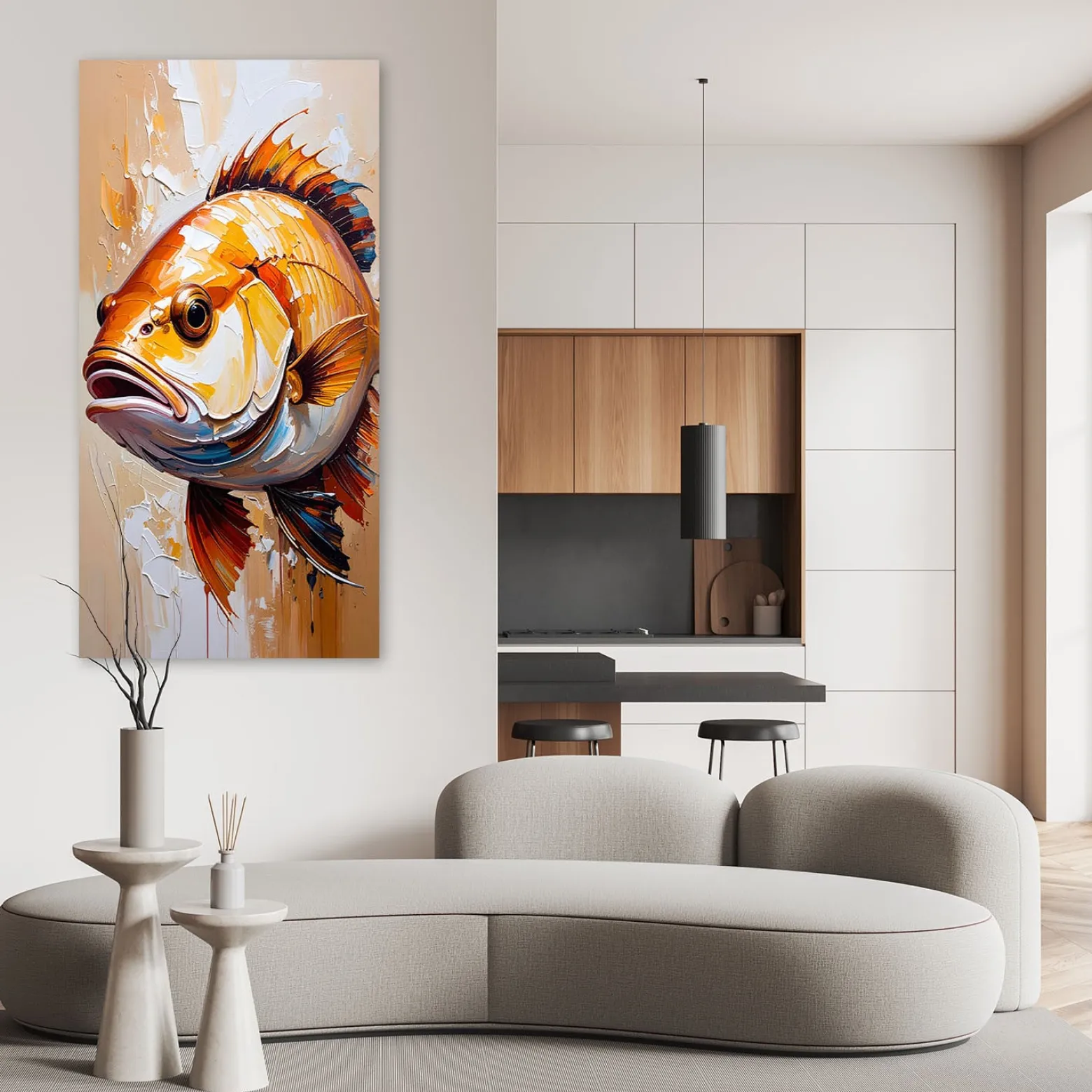 Obraz na płótnie do salonu kuchni restauracji, Ryba imitacja farby 40x80