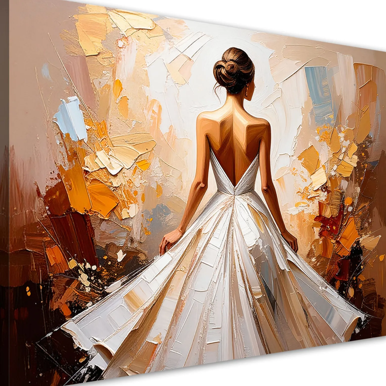Obraz na płótnie, Kobieta w białej eleganckiej sukni 60x40