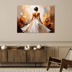 Obraz na płótnie, Kobieta w białej eleganckiej sukni 60x40