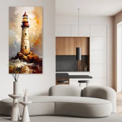 Obraz nowoczesny do salonu biura, Latarnia morska imitacja farby 40x80