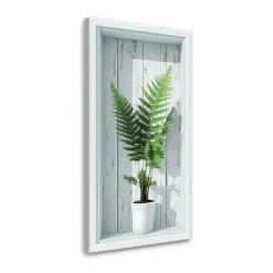 Obraz nowoczesny do salonu kuchni, Liście paproci we wnęce 3d 40x80