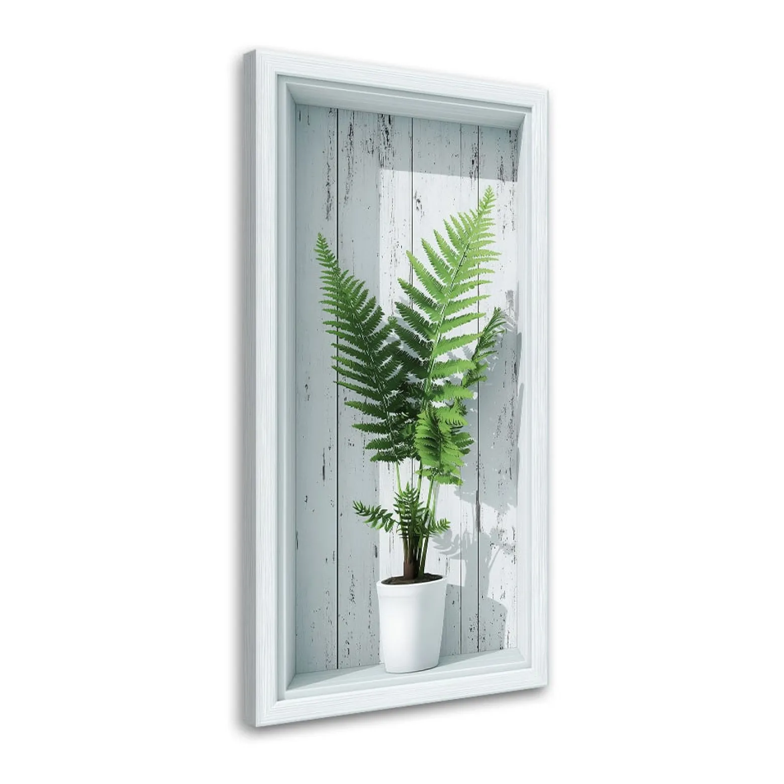 Obraz nowoczesny do salonu kuchni, Liście paproci we wnęce 3d 40x80