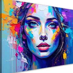 Obraz nowoczesny do salonu sypialni, Kolorowy Portret Twarz Kobiety 30x20