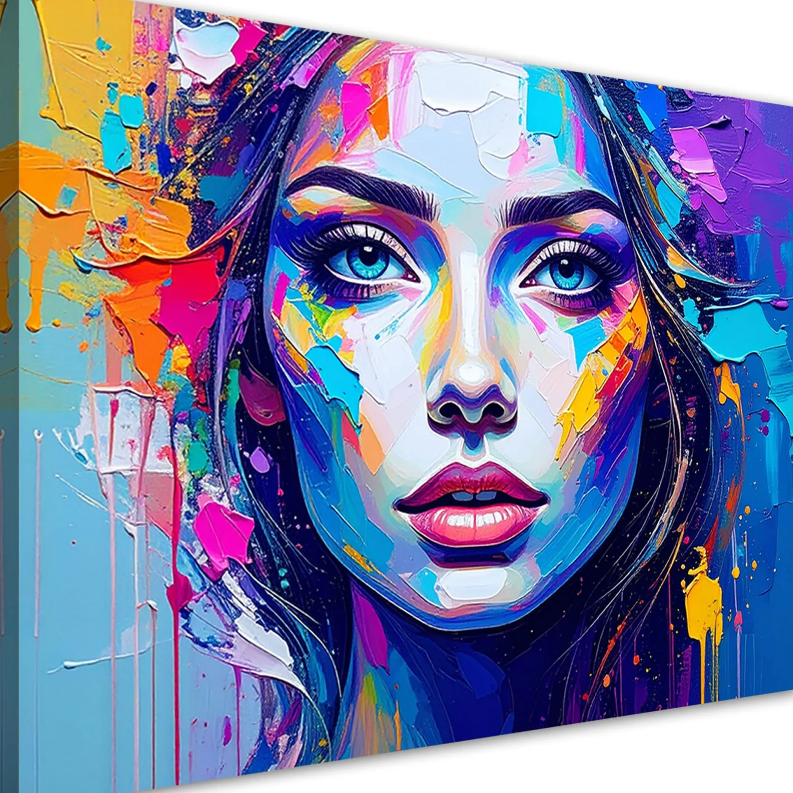 Obraz nowoczesny do salonu sypialni, Kolorowy Portret Twarz Kobiety 30x20