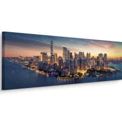 Obraz Panoramiczny Wieczorna Panorama Nowego Yorku 145x45cm