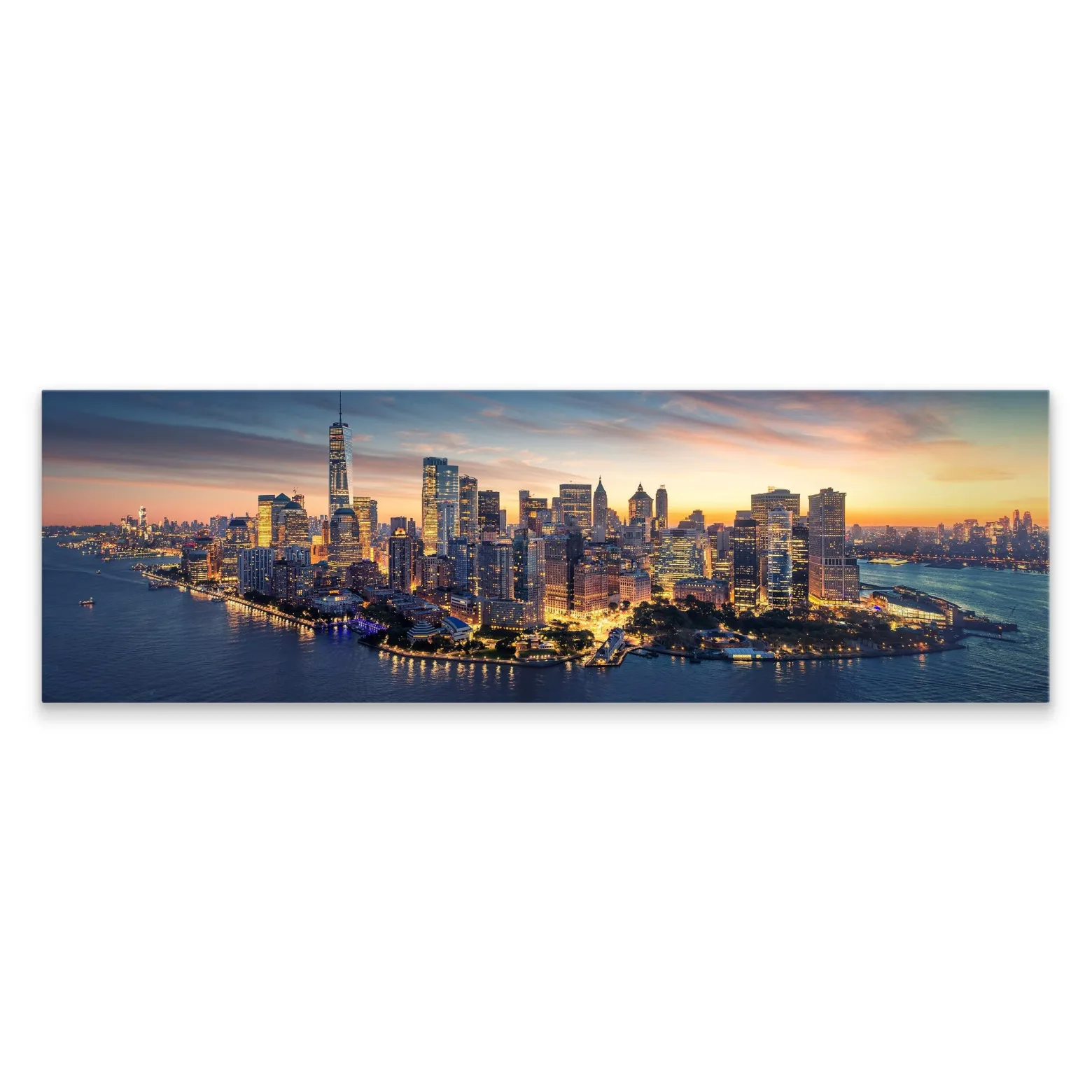 Obraz Panoramiczny Wieczorna Panorama Nowego Yorku 145x45cm