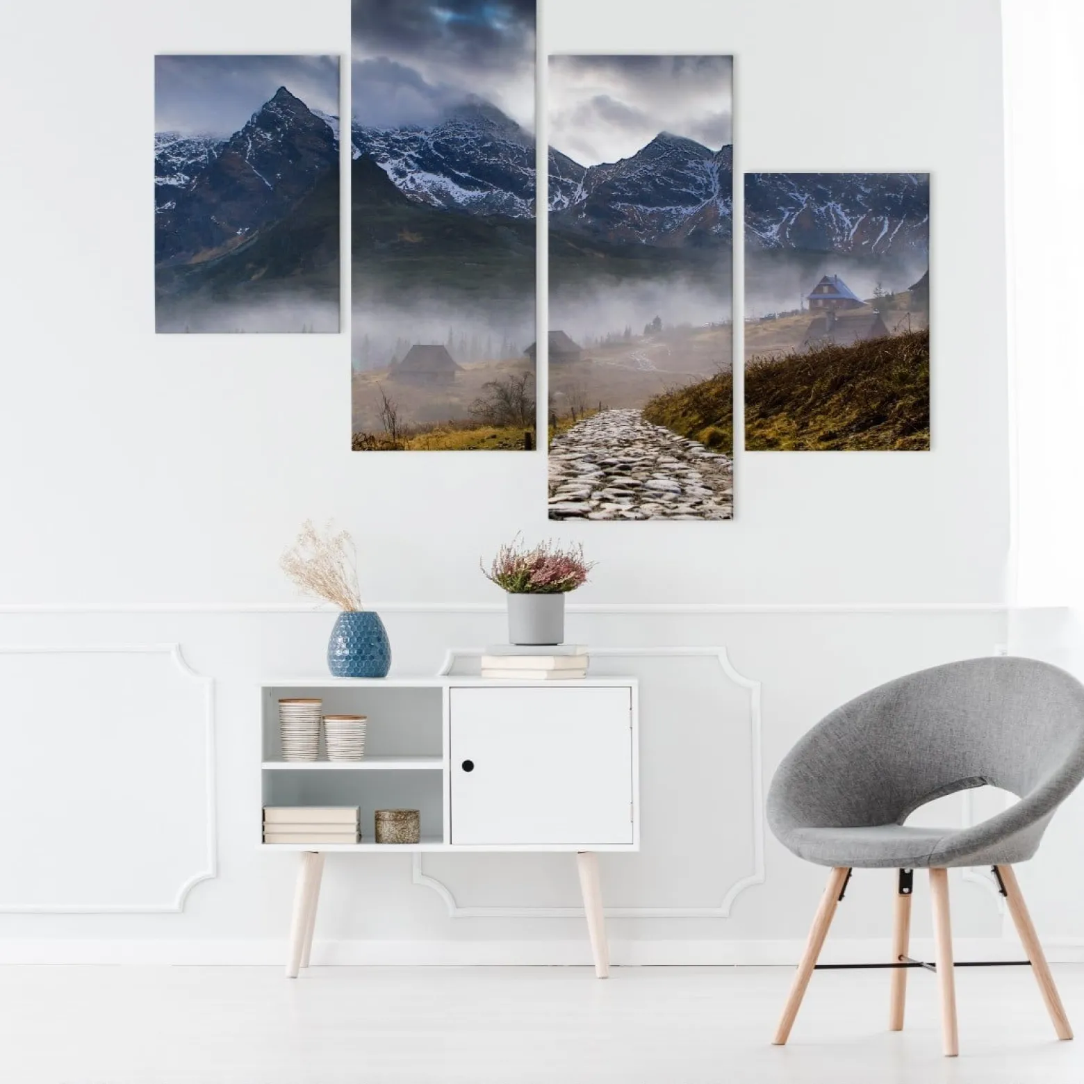 Obraz Tetraptyk TATRY we Mgle Krajobraz 3D 80x50cm