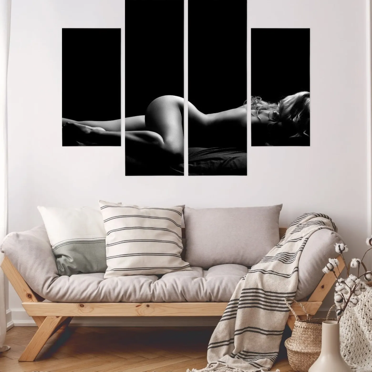 Obraz Tetraptyk Zmysłowa POZA Kobieta 3D 80x60cm
