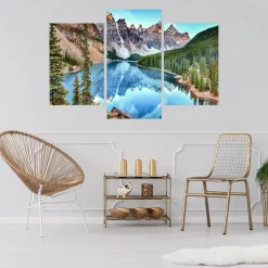 Obraz TRYPTYK Górski Krajobraz Jezioro 3D 150x100cm