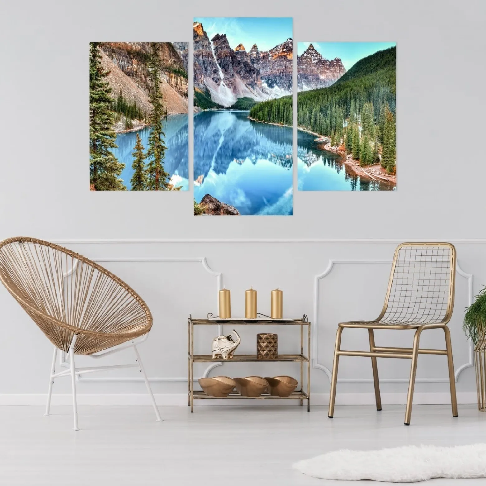Obraz TRYPTYK Górski Krajobraz Jezioro 3D 150x100cm