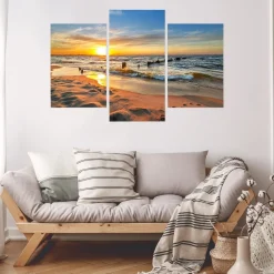 Obraz TRYPTYK Morze Zachód Słońca Widok 3D 60x40cm