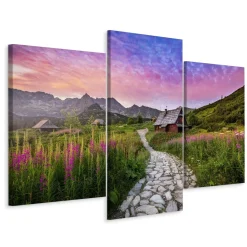Obraz TRYPTYK Tatry Rośliny Ścieżka Pejzaż 60x40cm