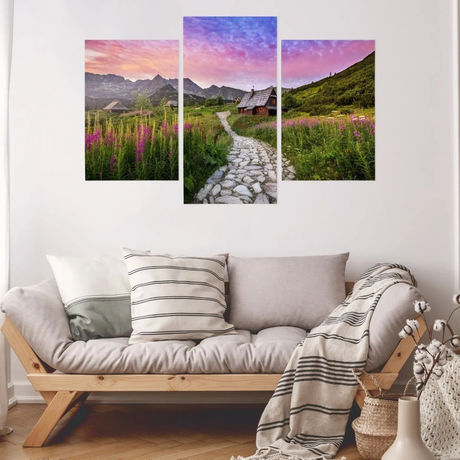 Obraz TRYPTYK Tatry Rośliny Ścieżka Pejzaż 60x40cm