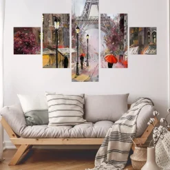 Obraz Wieloczęściowy Malowane Paryskie Uliczki 150x90cm