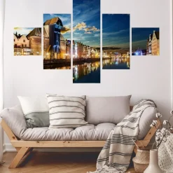 Obraz Wieloczęściowy Miasto Gdańsk Nocą 150x90cm