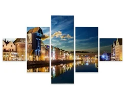 Obraz Wieloczęściowy Miasto Gdańsk Nocą 150x90cm
