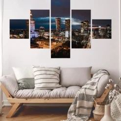 Obraz Wieloczęściowy Warszawa Nocą Miasto 3D 150x90cm