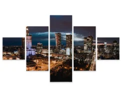 Obraz Wieloczęściowy Warszawa Nocą Miasto 3D 150x90cm