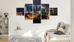 Obraz Wieloczęściowy Warszawa Nocą Miasto 3D 150x90cm