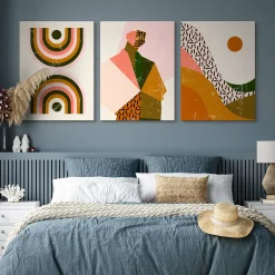 OBRAZY SET STYL BOHO ABSTRAKCJA PORTRET MINIMALIZM 90x40cm