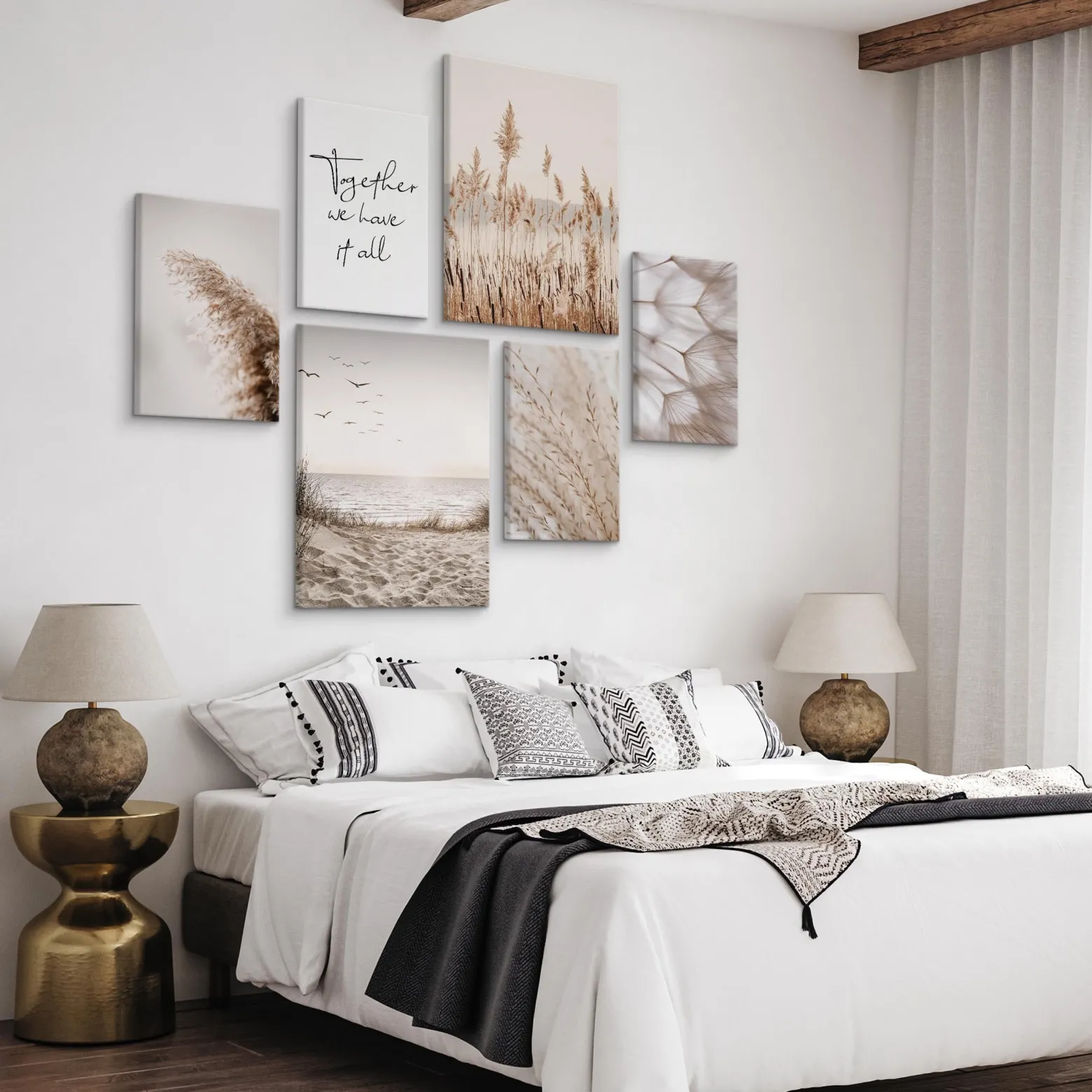 Obrazy Morze Plaża Rośliny Napisy Styl Boho