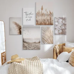 Obrazy Morze Plaża Rośliny Napisy Styl Boho