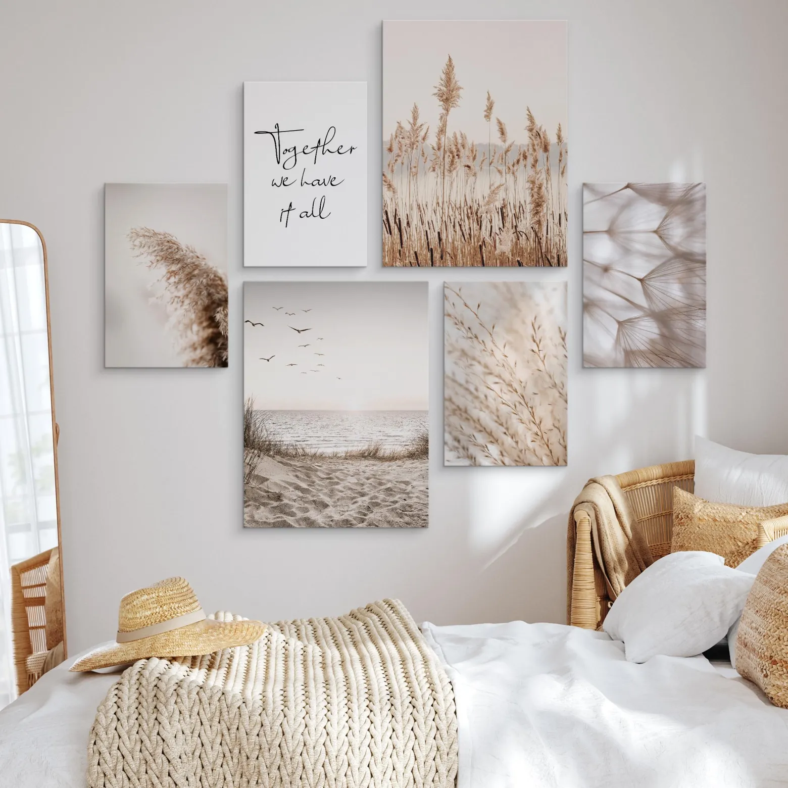 Obrazy Morze Plaża Rośliny Napisy Styl Boho