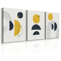 OBRAZY SET ABSTRAKCJA FIGURY GEOMETRYCZNE STYL BOHO 90x40cm