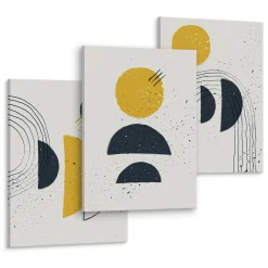 OBRAZY SET ABSTRAKCJA FIGURY GEOMETRYCZNE STYL BOHO 90x40cm