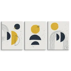 OBRAZY SET ABSTRAKCJA FIGURY GEOMETRYCZNE STYL BOHO 90x40cm
