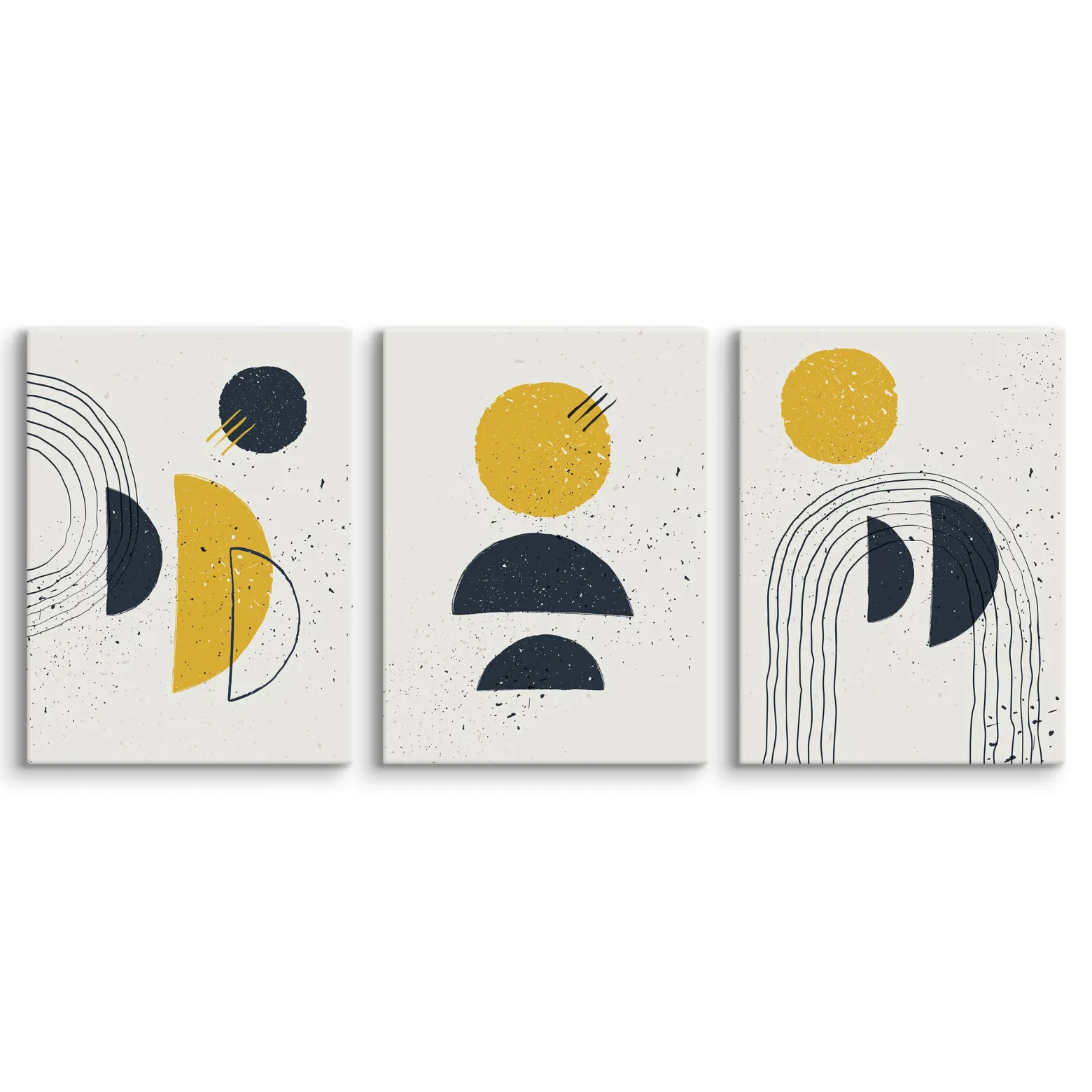 OBRAZY SET ABSTRAKCJA FIGURY GEOMETRYCZNE STYL BOHO 90x40cm