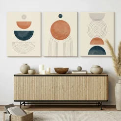 OBRAZY SET FIGURY GEOMETRYCZNE STYL BOHO MINIMALIZM 90x40cm