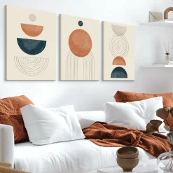 OBRAZY SET FIGURY GEOMETRYCZNE STYL BOHO MINIMALIZM 90x40cm