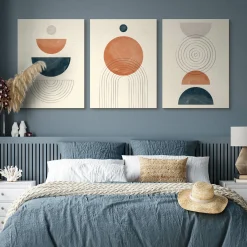 OBRAZY SET FIGURY GEOMETRYCZNE STYL BOHO MINIMALIZM 90x40cm