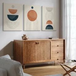 OBRAZY SET FIGURY GEOMETRYCZNE STYL BOHO MINIMALIZM 90x40cm