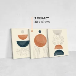 OBRAZY SET FIGURY GEOMETRYCZNE STYL BOHO MINIMALIZM 90x40cm