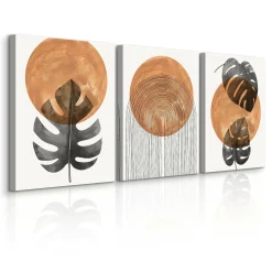 OBRAZY SET LIŚCIE MONSTERY AKWARELE STYL BOHO 90x40cm