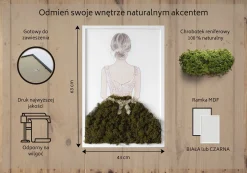 Obraz z mchem - Baletnica 40x60 cm Biała Rama