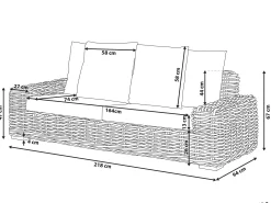 Ogrodowa sofa rattanowa z poduszkami