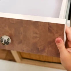 Okleina na meble Ciepłe drewno 50x100 Folia samoprzylepna Słoje DIY