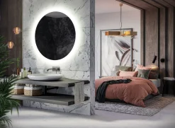 Okrągłe Lustro Łazienkowe Led Delhi Z Zimnym Podświetleniem Led - 50Cm