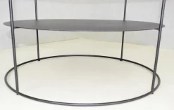 Okrągły Stolik Kawowy z Półką Salon Loft Metal 75x75x43 Czarny+Beton Jasny