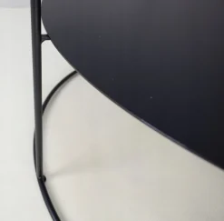 Okrągły Stolik Kawowy z Półką Salon Loft Metal 75x75x43 Czarny+Beton Jasny