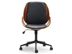 Orzechowo-Czarny Fotel Gina Skóra Eco Do Biura